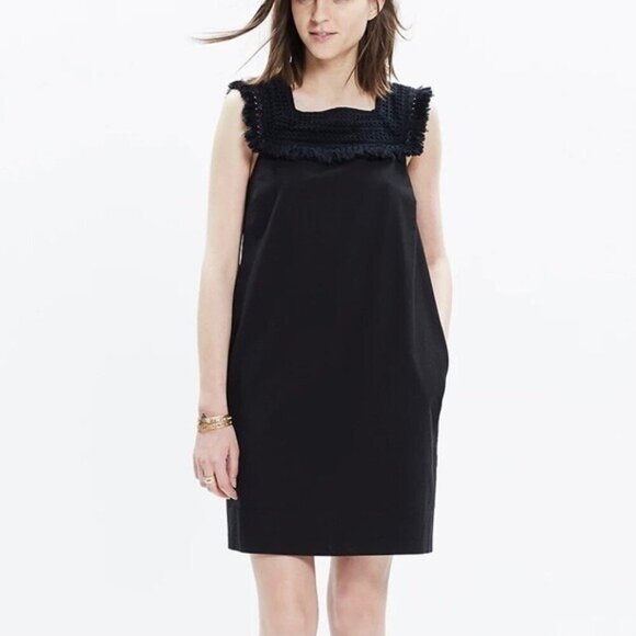 Madewell Dresses & Skirts - Madewell Sundream Fringe Dress 8 Black Sleeveless Cottagecore Midi